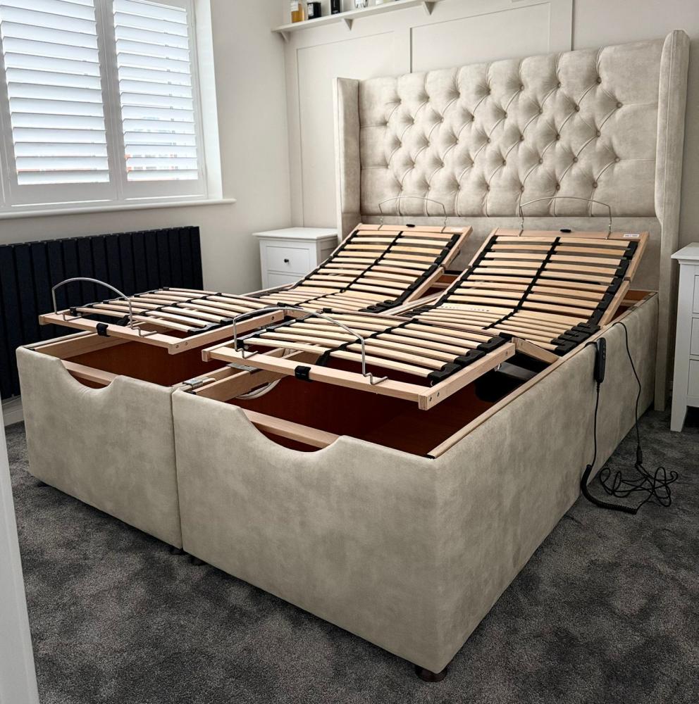 Crush Velvet Mink Adjustable Bed – View 1