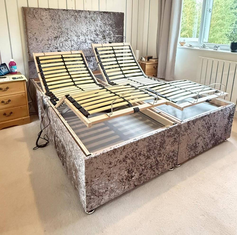 Crush Velvet Mink Adjustable Bed – View 1