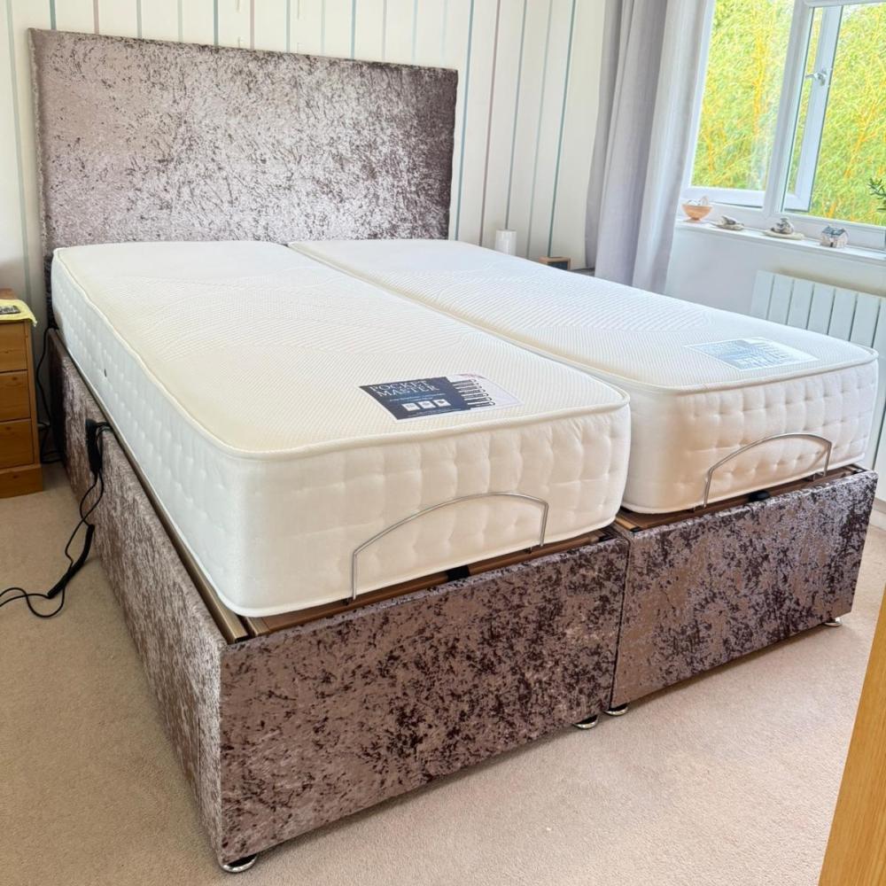 Crush Velvet Mink Adjustable Bed – View 2