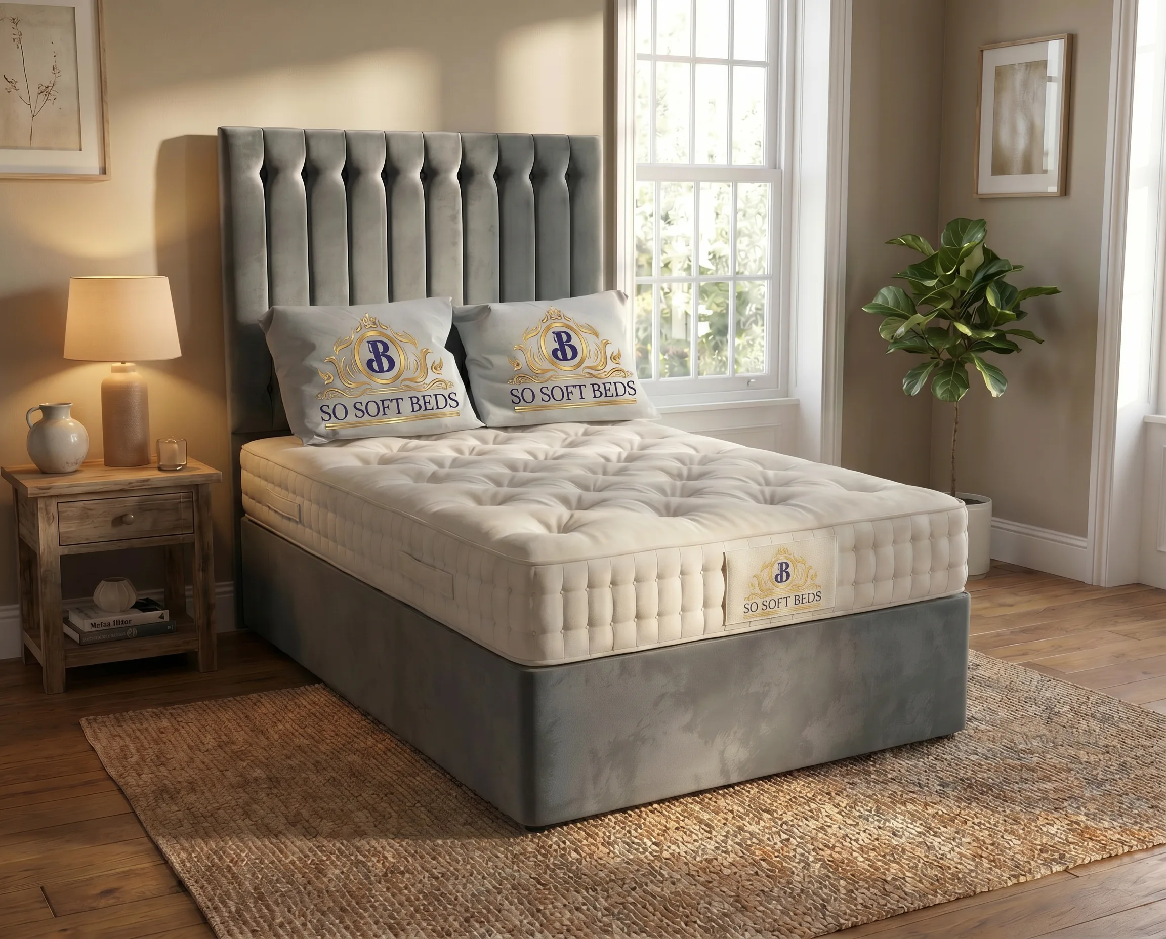Heavy duty electric ottoman adjustable bed in Naples Slate flat