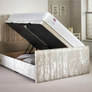 Divan Bed Base In Chenille 4 Continental Drawers NO Headboard Double - 4'6, Black
