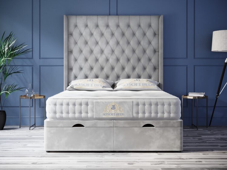 Ottoman Bed Of Grey Tall Oxford, Tall Grey Super King Headboard