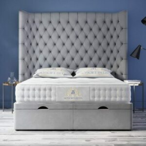 Ottoman Storage Bed Plush Velvet Grey025