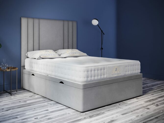 Ottoman Storage Bed Plush Velvet Grey033