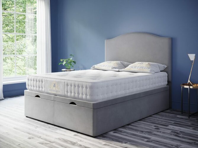 King Size Curved Plain Ottoman Bed Grey