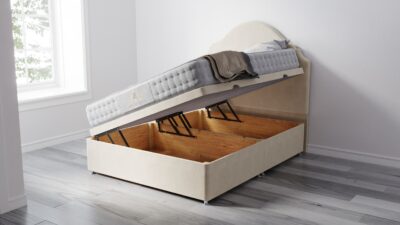 King Size Ottoman Bed Mystere Cream Side Opening